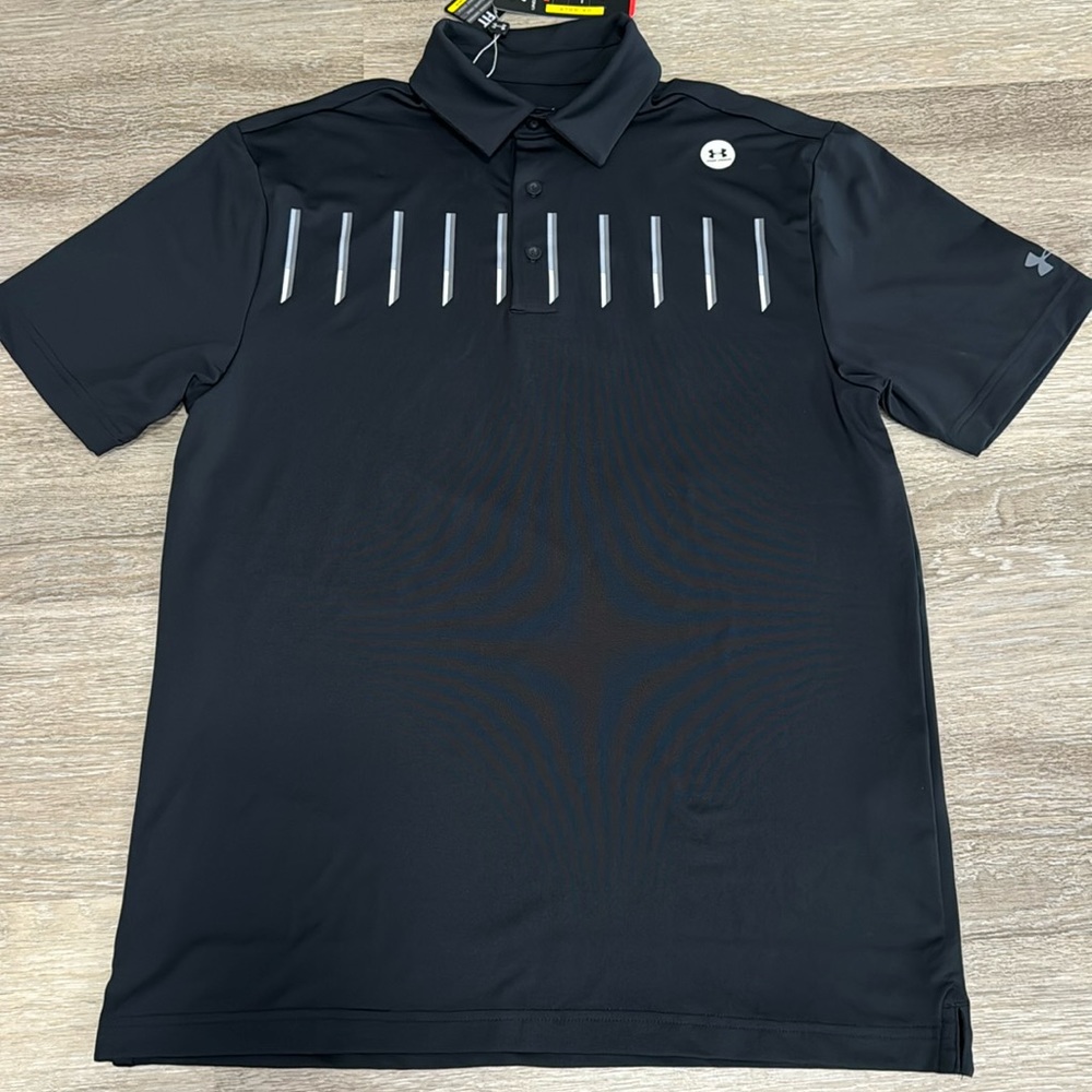 🆕 Under Armour Men’s Heatgear Golf Polo Loose Fit in Black Size S